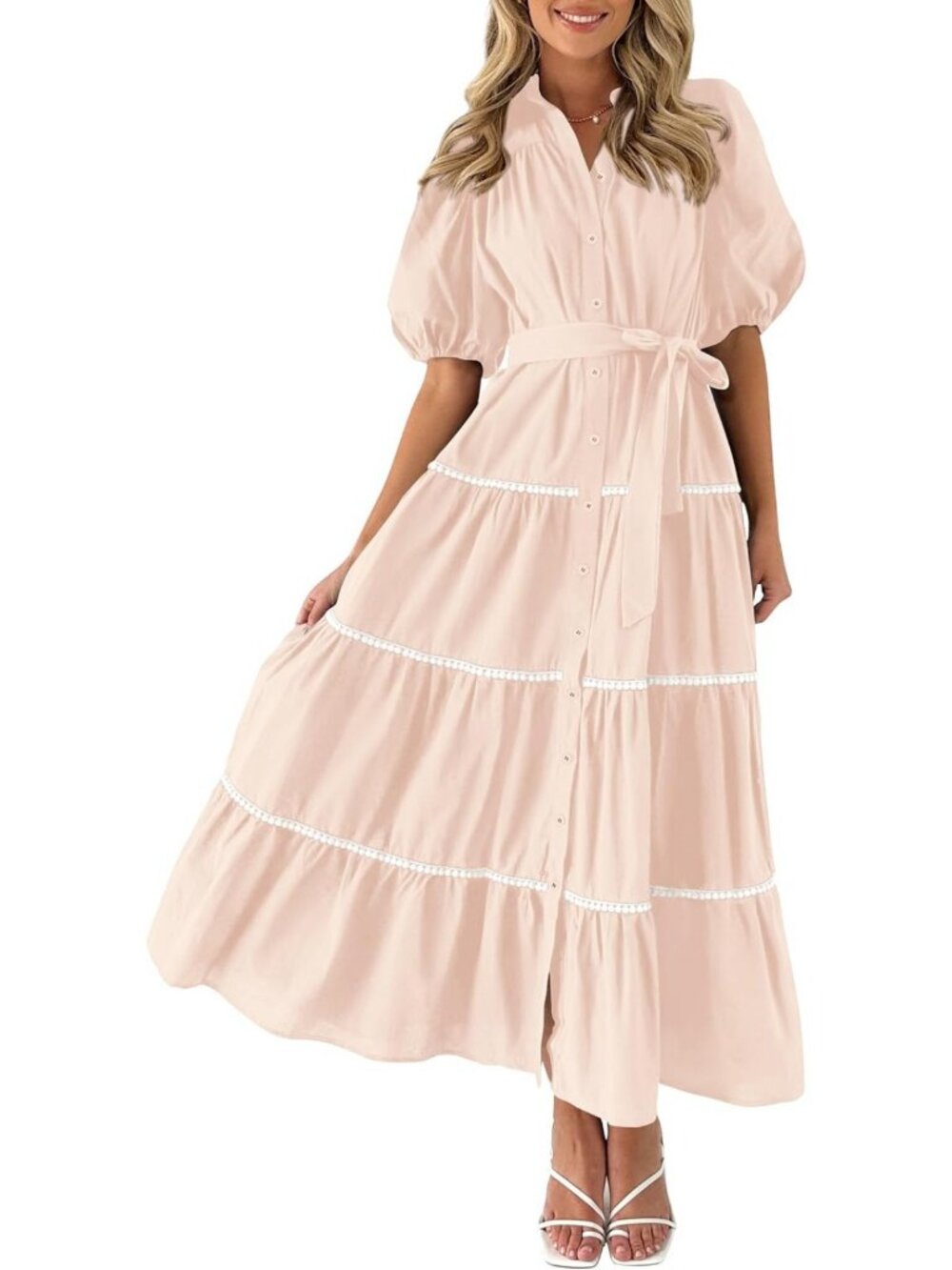 Summer Tiered Maxi Dress for Women - Casual Boho Style, Lightweight